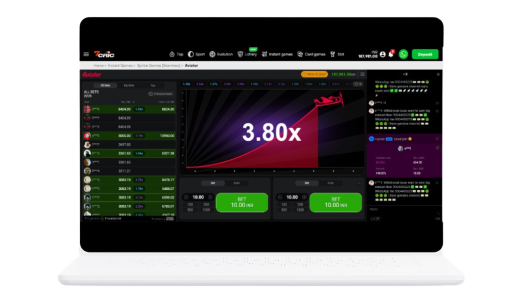 Play Aviator on 7cric